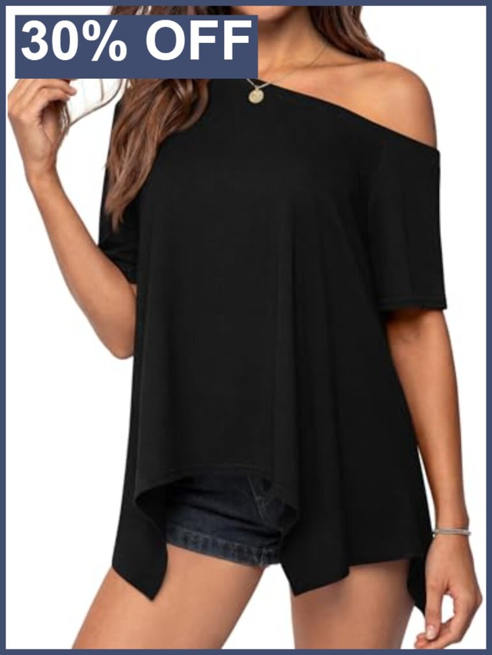 Off Shoulder Oversized T-Shirt Women Viscose Spandex Short Sleeve